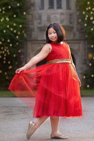 Sequins V Back & Bow Girls Plus Size Dress