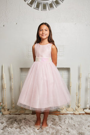 Sequins V Back & Bow Girls Plus Size Dress