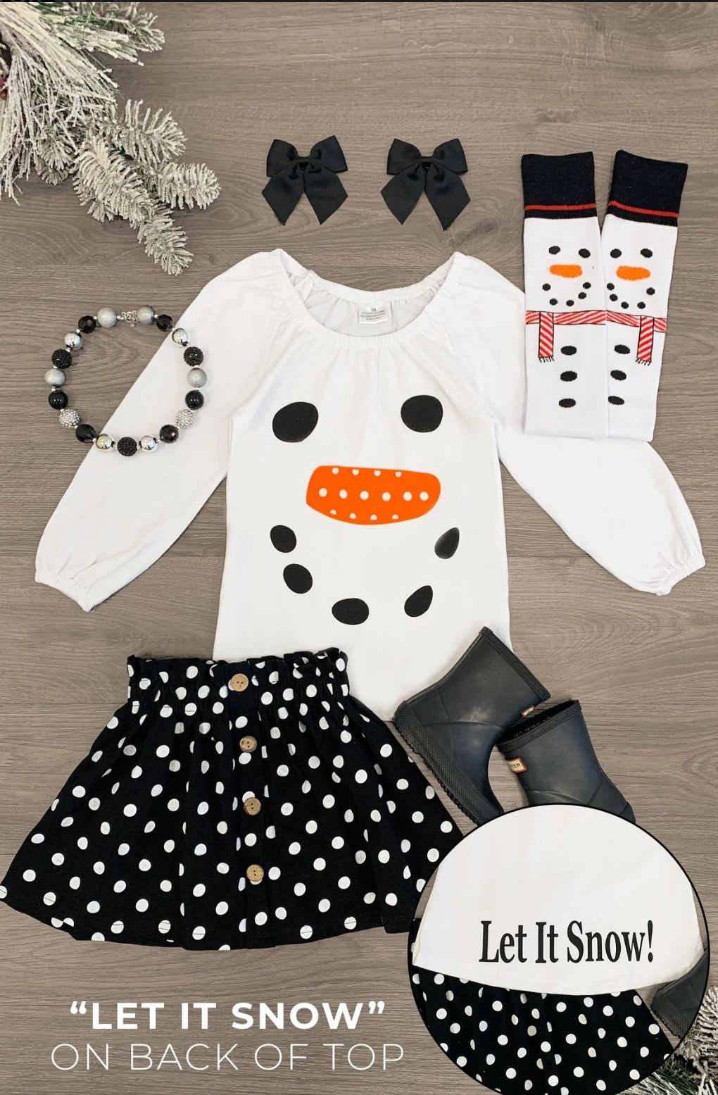Let it Snow! Snowman Polka Dot Skirt Set