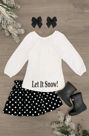 Let it Snow! Snowman Polka Dot Skirt Set