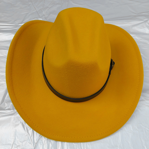 Faux Leather Belt Pointed Western Cowboy Fedora Hat