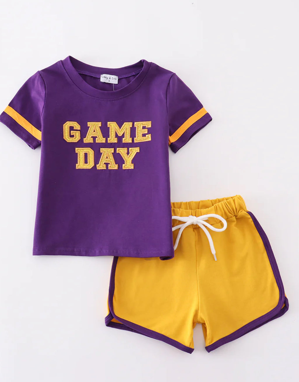 Purple Gold LSU Game Day Glitter Shorts Set