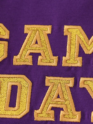 Purple Gold LSU Game Day Glitter Shorts Set