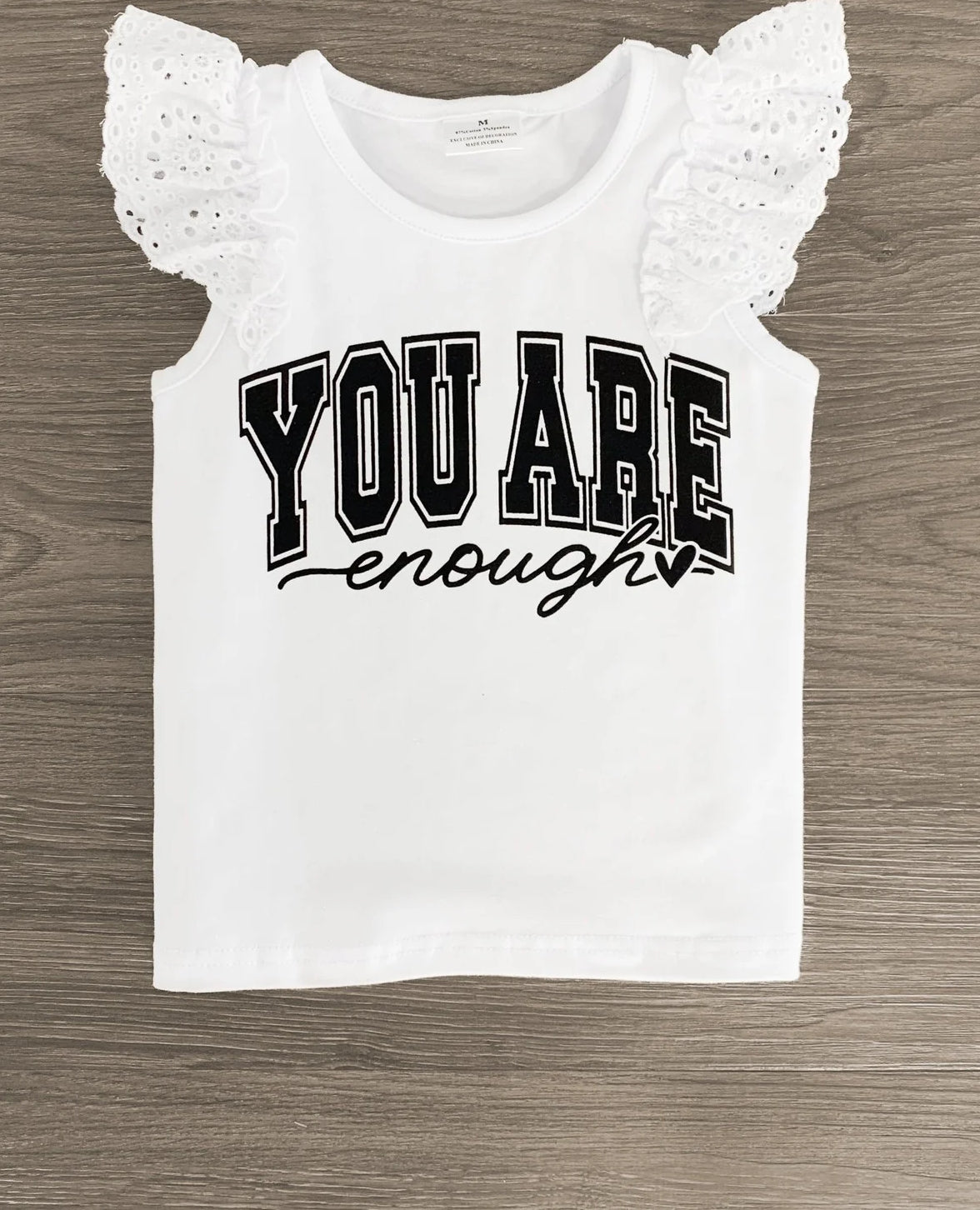 You Are Enough" White & Pink Skirt Set