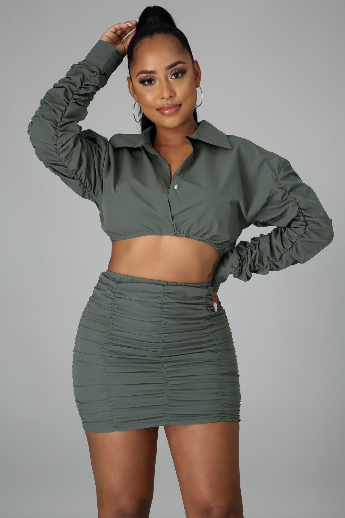 Ruched and Unfazed Skirt Set
