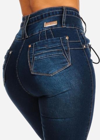 Dark High Waisted Butt Lifting Jeans