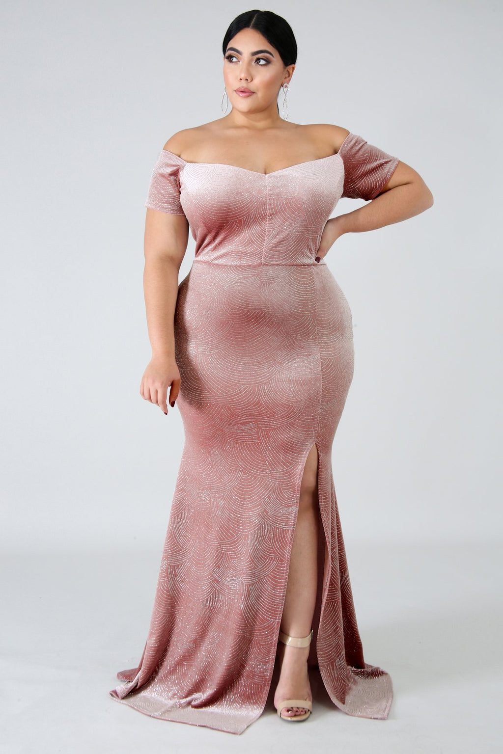 Suede Glitter Scales Maxi Dress