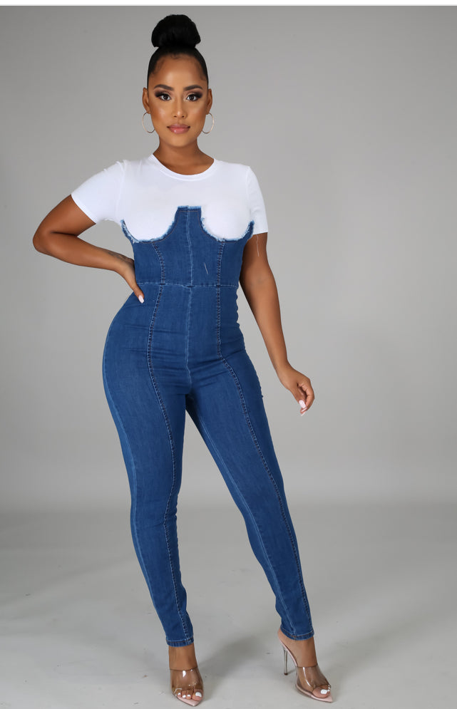 Cute Or Whatever Denim Jumpsuit