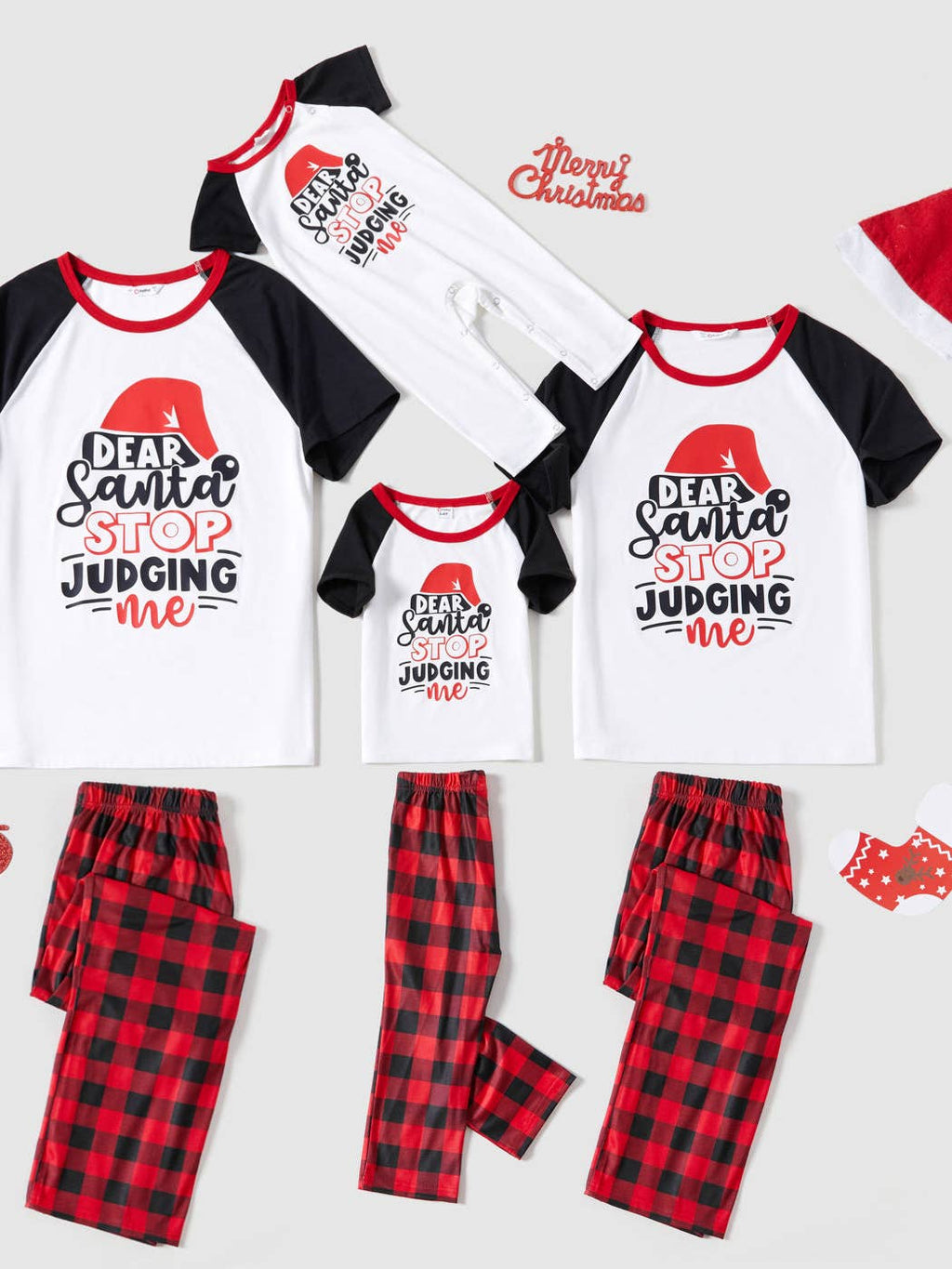 Christmas Letter Print Family Matching Raglan Short-sleeve Pajamas Sets Flame Resistant