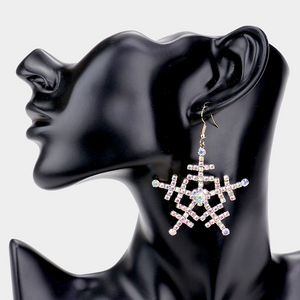 Rhinestone Embellished Snowflake Earrings