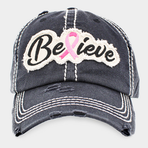 Believe Pink Ribbon Vintage Baseball Cap