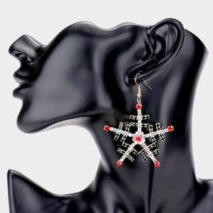 Rhinestone Embellished Snowflake Earrings