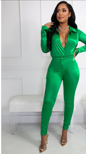 Satin Power Bodysuit Set