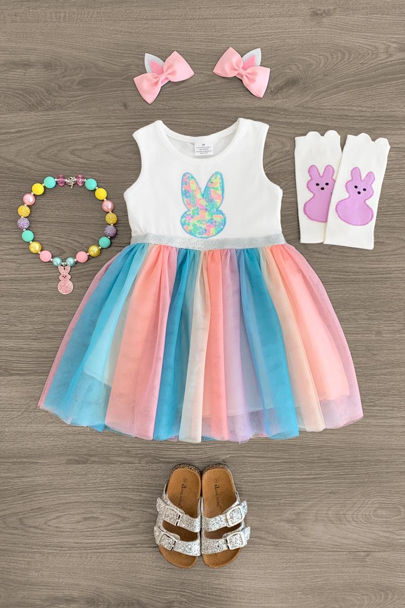 Rainbow Sequin Bunny Tutu Dress