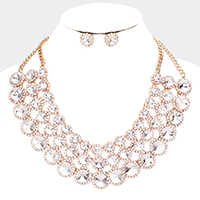 Crystal Pave Trim Round Evening Necklace