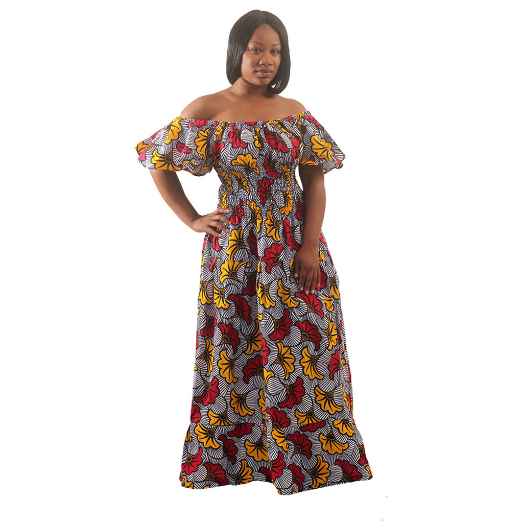 African Flower Print Princess Dress
