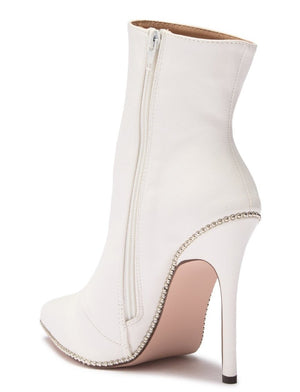 White Pu Pointed Toe Stiletto Ankle Boot