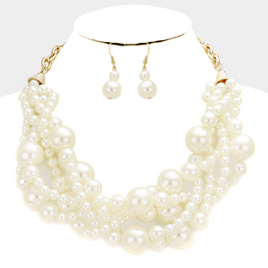 Twisted Multi Strand Pearl Necklace