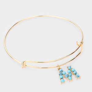 Turquoise Embellished Monogram Charm Bracelet