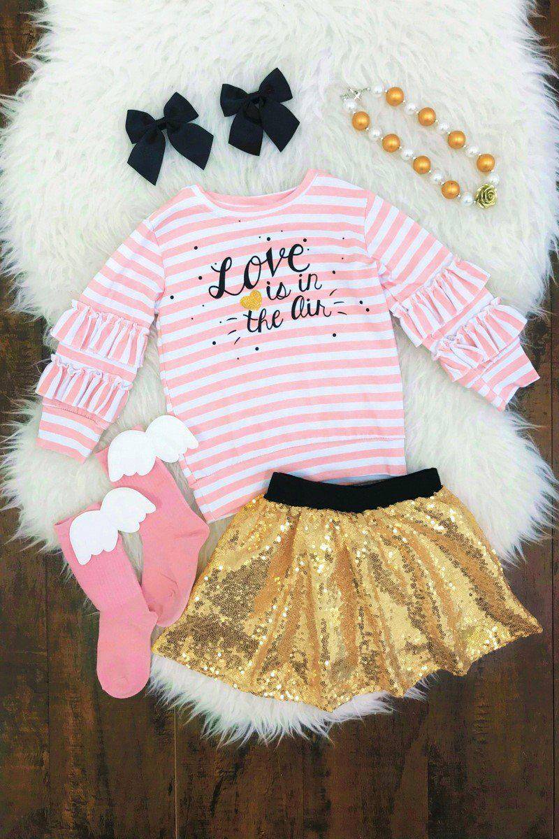 "Love Is In The Air" Sequin Skirt Set