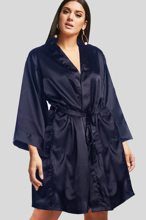 Black Satin Kimono Bridal Robe