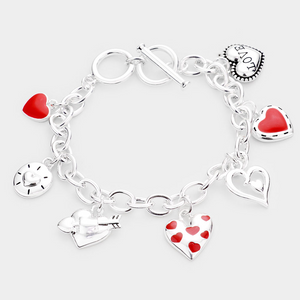 Love Heart Charm Toggle Bracelet