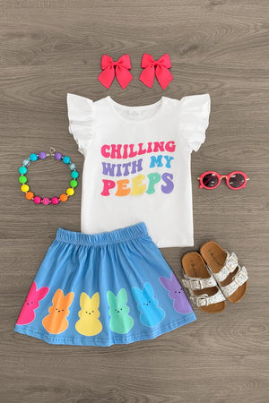Chilling With My Peeps" Skirt Set