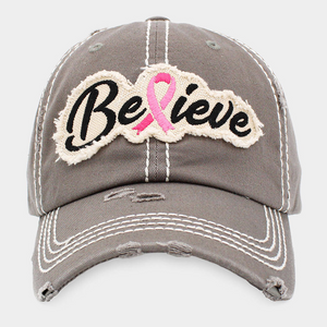 Believe Pink Ribbon Vintage Baseball Cap