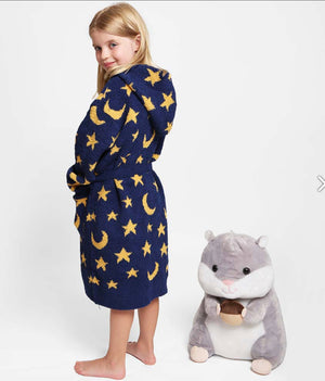 Kids Star Moon Print Hooded Cozy Robe