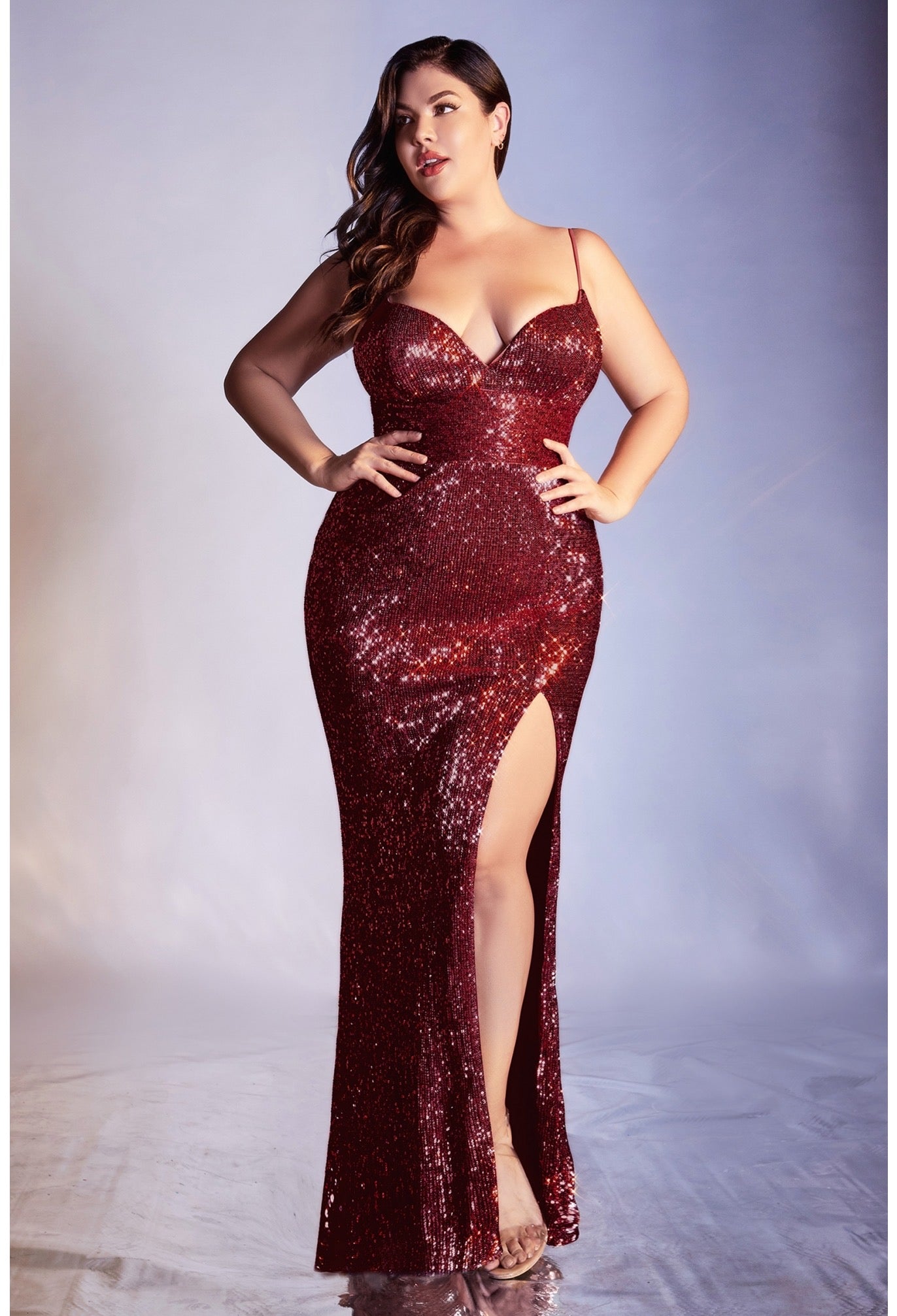 CURVY FITTED SEQUIN GOWN