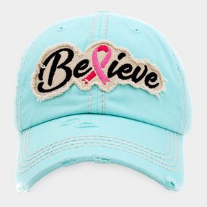 Believe Pink Ribbon Vintage Baseball Cap