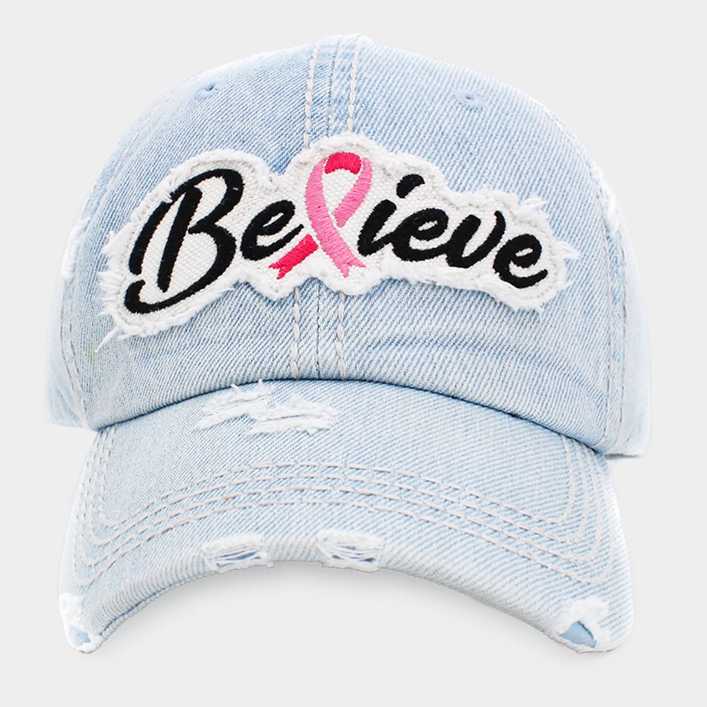 Believe Pink Ribbon Vintage Baseball Cap