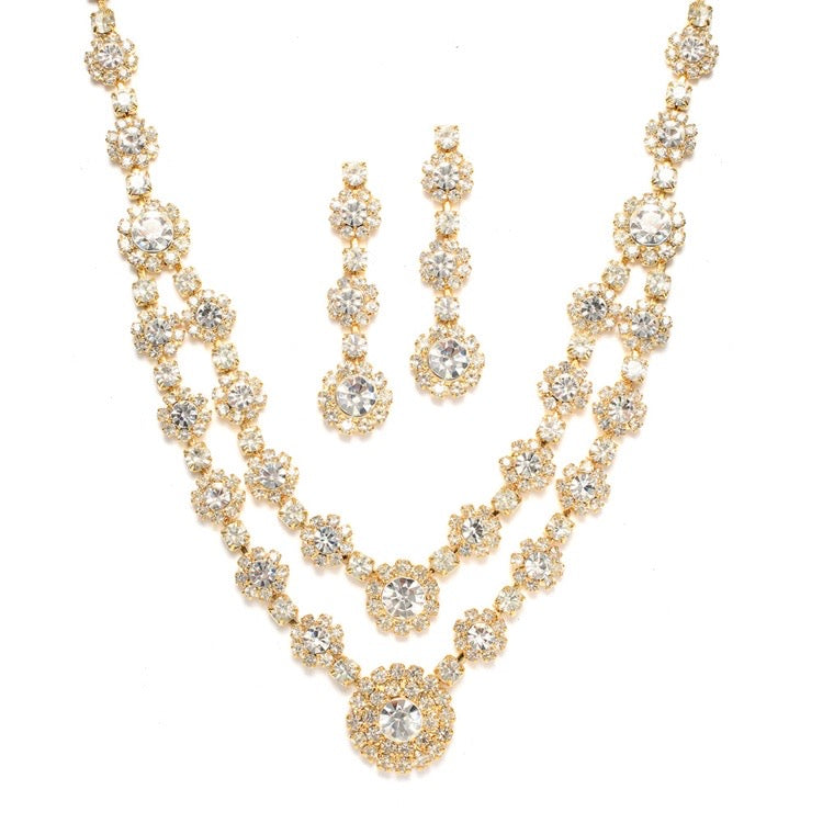 Regal Two Row Rhinestone Neck Set