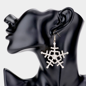 Rhinestone Embellished Snowflake Earrings