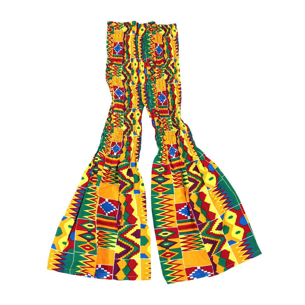 Kente Print Elastic Flare Pants