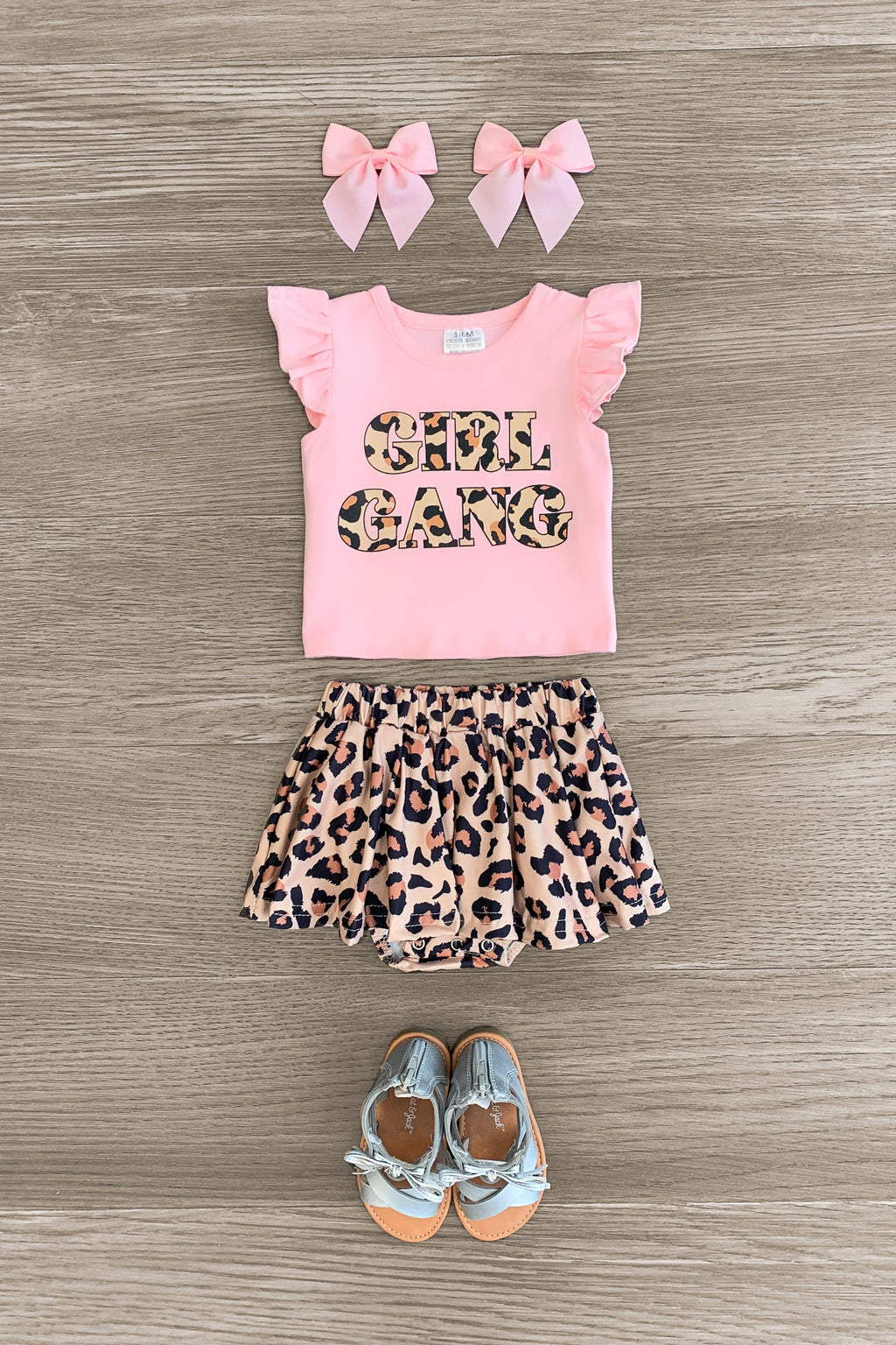 Girl Gang" Pink Cheetah Baby Skirt Set