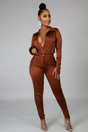 Satin Power Bodysuit Set