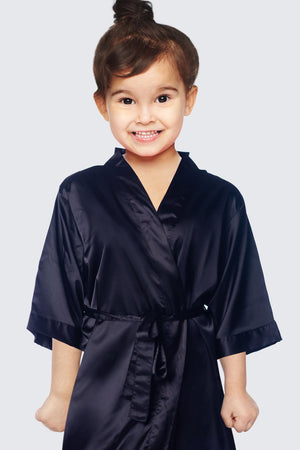 Black Satin Kimono Bridal Robe