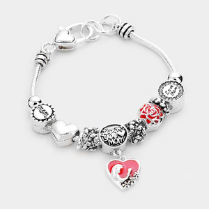 Color : Multi, Worn Silver<br>• Theme : Heart, Message, Mother