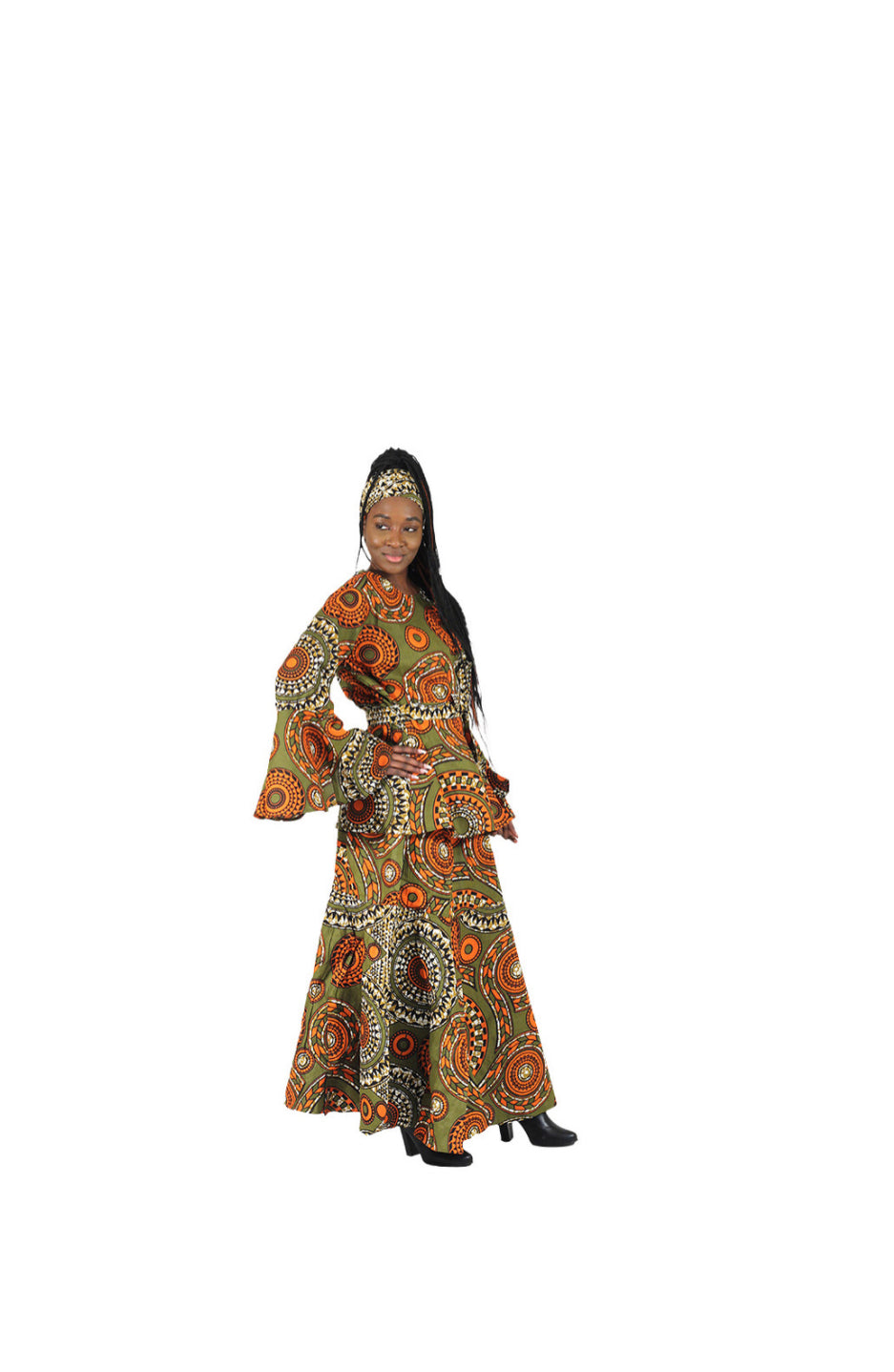 African Print Flare Top & Skirt Set