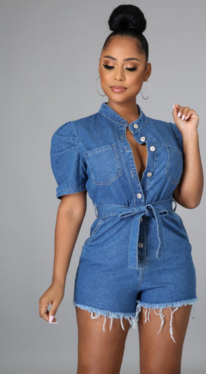 Thinking About You Denim Romper