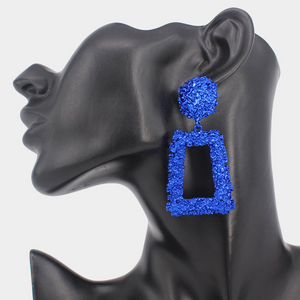 Textured Color Metal Open Trapezoid Knocker Earrings