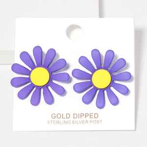 Gold Dipped Flower Stud Earrings