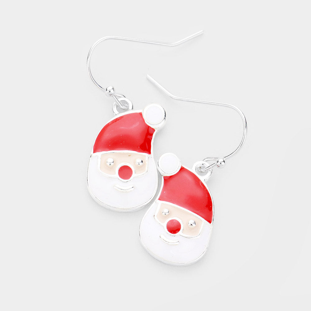Enamel Christmas Santa Dangle Earrings