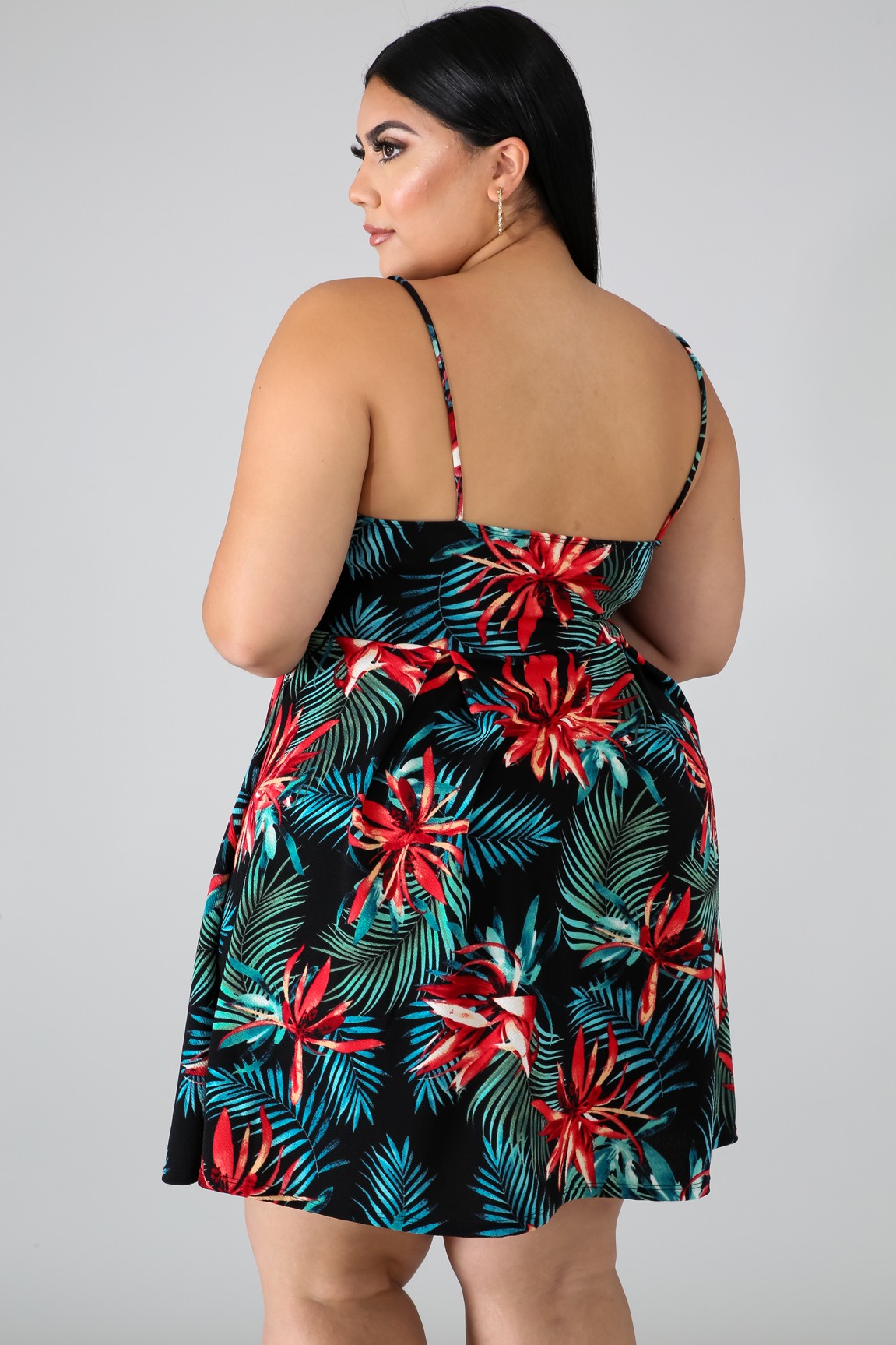 Tropical Floral Flare Dress