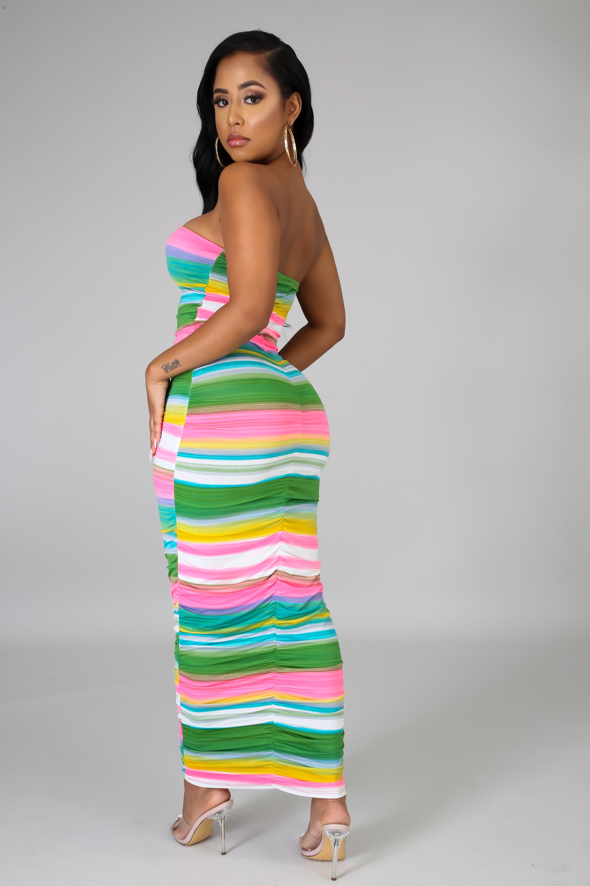 Ruched Color Midi Dress